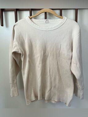 Men’s unisex vintage Royal Knight White Cream Thermal Long Sleeve Shirt L 42-44